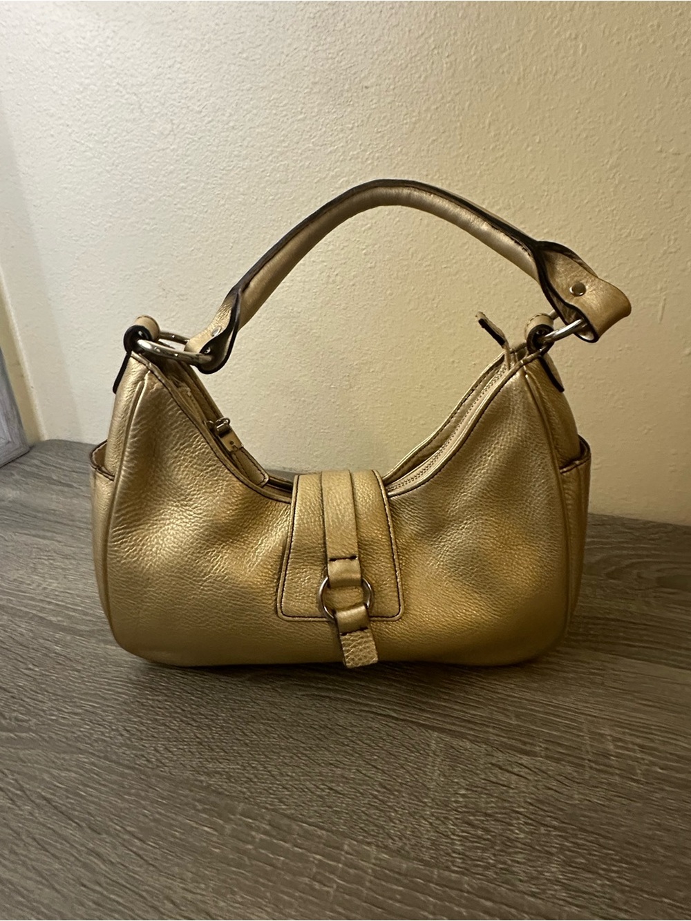 Talbots Gold Leather Hobo Shoulder Bag